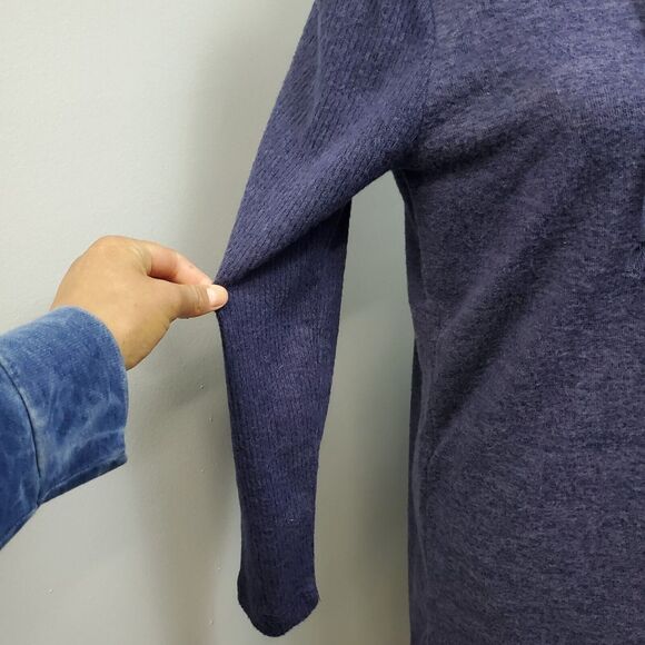 Karen Neuburger Live Love Lounge Sweater Dress Womens Small Navy Knit Drawstring - Picture 4 of 8